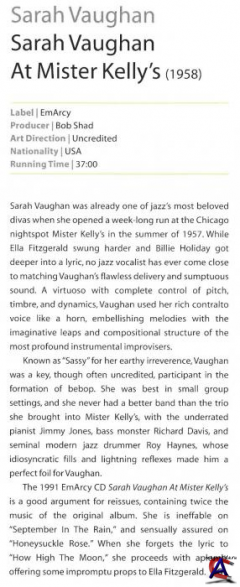 Sarah Vaughan - At Mister Kellys